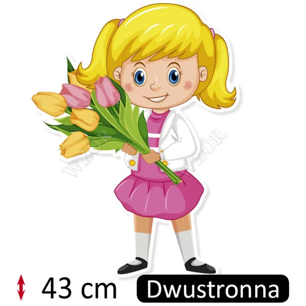 Dekoracje Szkolne - Dziewczynka z bukietem kwiatów