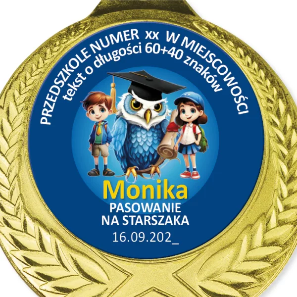 Medal Pasowanie na Starszaka (Nazwa szkoły, Imię)