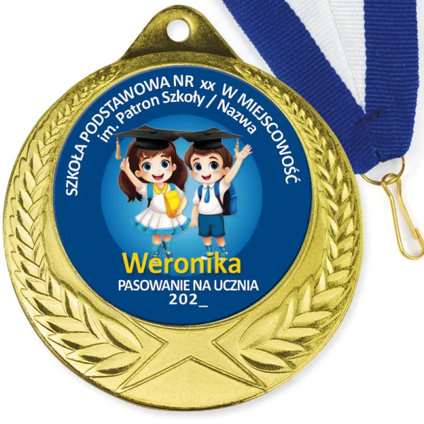   Medal Pasowanie na Ucznia (Nazwa szkoły, Imię)