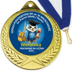    Medal Pasowanie na Ucznia (Nazwa szkoły, Imię)