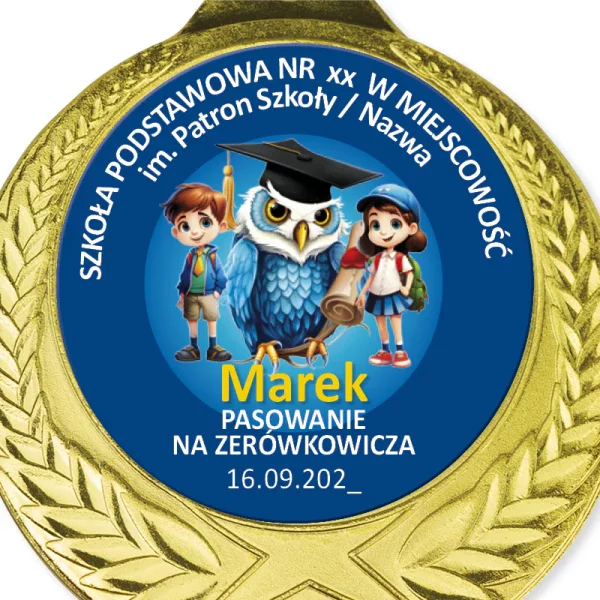 Medal Pasowanie na Zerówkowicza (Nazwa szkoły, Imię) Med-306 MED306