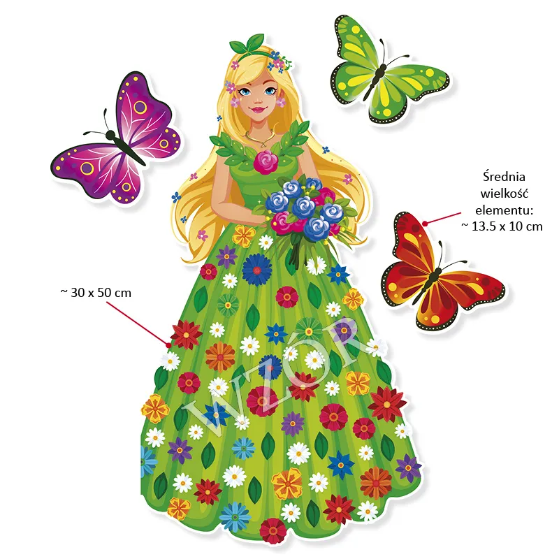 Rozmiar Pani Wiosna z motylami - dekoracje do przedszkola D-345