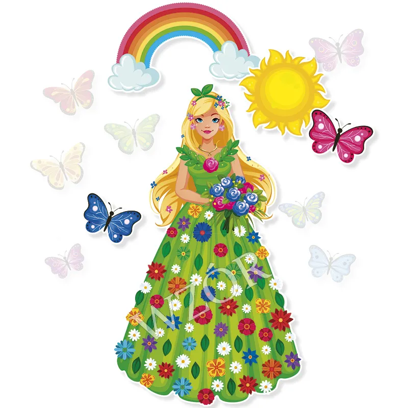 Największa dekoracja wiosenna: Pani Wiosna z motylkami, tęczą i słoneczkiem D-347