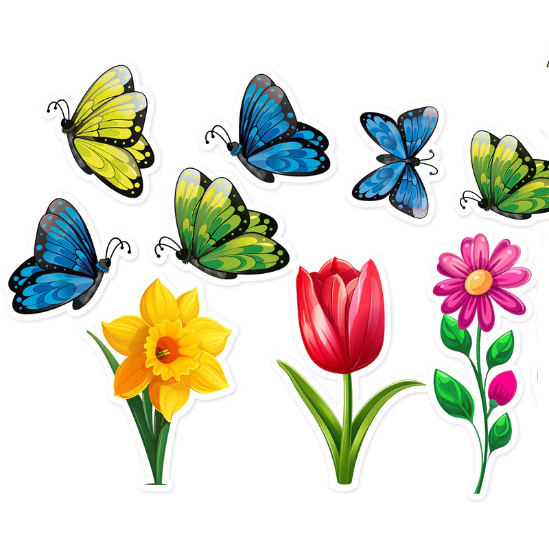 Dekoracje szkolne Wiosna - Kwiaty i Motyle