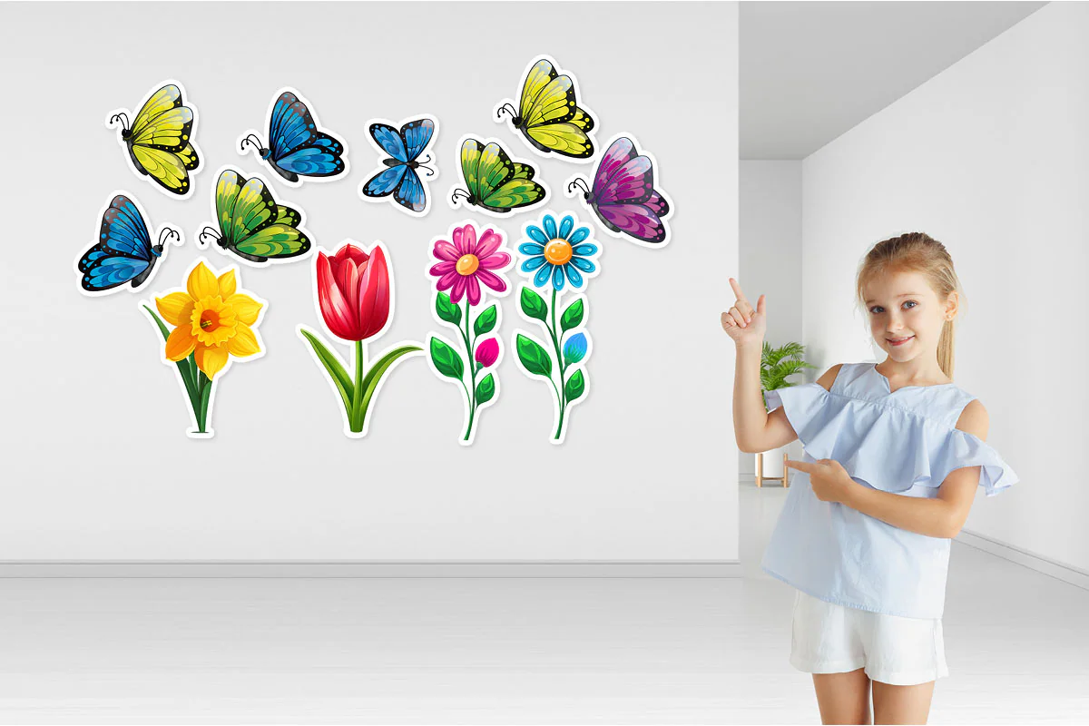 Dekoracje szkolne Wiosna - Kwiaty i Motyle
