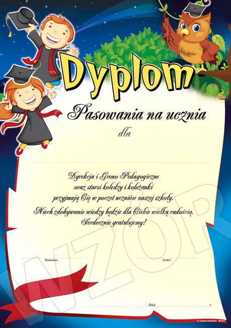 Dyplom Pasowania na Ucznia DE-01T (z tekstem)