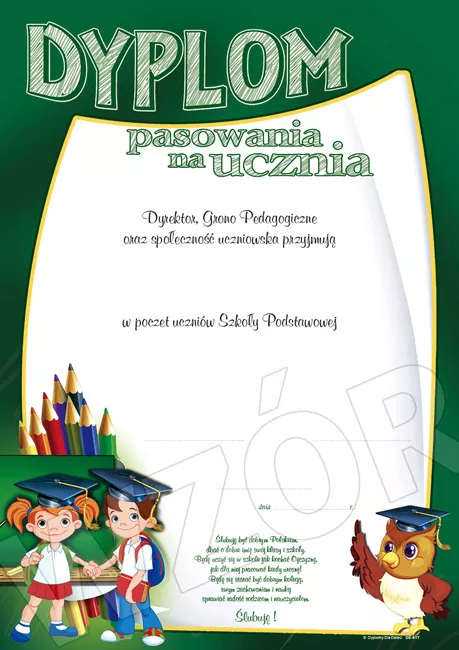 Dyplom Pasowania na Ucznia DE-61T (z tekstem)