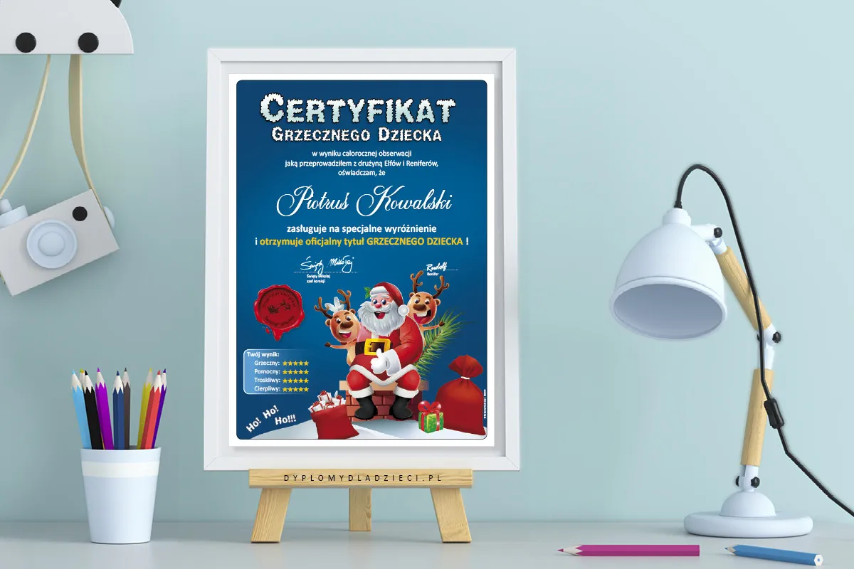 Certyfikat Grzecznego Dziecka od Świętego Mikołaja DM-901