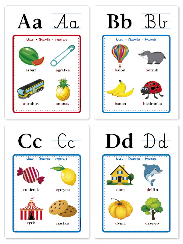 Alfabet Litery Pisane i Drukowane (Duże Plansze Edukacyjne)