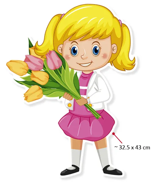 Rozmiar Dekoracja: Dziewczynka z bukietem tulipanów, D-340