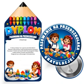 Zestaw Pasowanie na Przedszkolaka – Przypinka z Dyplomem (lub bez)