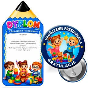 Zestaw Ukończenie Przedszkola – Przypinka z Dyplomem (lub bez)