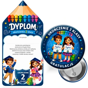 Zestaw Ukończenie 2 klasy – Przypinka z Dyplomem (lub bez)