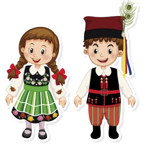Dekoracja Szkolna – Dzieci w Strojach Regionalnych