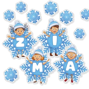 Dekoracja Szkolna – Napis Zima z Niebieskich Śnieżek